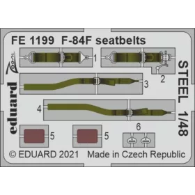   Eduard Accessories F-84F seatbelts STEEL 1/48 for KINETIC - acél fotómaratott biztonsági övek