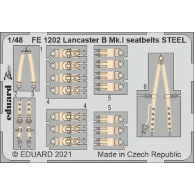   Eduard Accessories Lancaster B Mk.I seatbelts STEEL 1/48 for HKM - acél fotómaratott biztonsági övek
