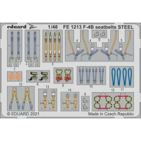   Eduard Accessories F-4B seatbelts STEEL 1/48 for TAMIYA - acél fotómaratott biztonsági övek