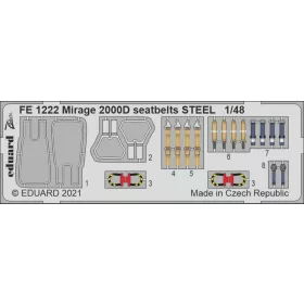   Eduard Accessories Mirage 2000D seatbelts STEEL 1/48 KINETIC - acél fotómaratott biztonsági övek