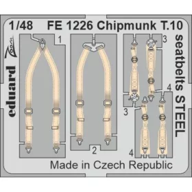   Eduard Accessories Chipmunk T.10 seatbelts STEEL for AIRFIX - acél fotómaratott biztonsági övek