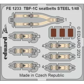   Eduard Accessories TBF-1C seatbelts STEEL, for ACADEMY - acél fotómaratott biztonsági övek