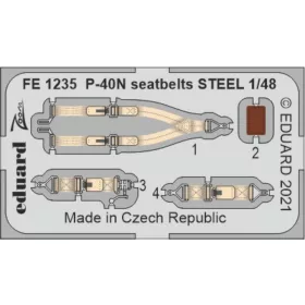   Eduard Accessories P-40N seatbelts STEEL, for ACADEMY - acél fotómaratott biztonsági övek
