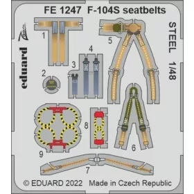   Eduard Accessories F-104S seatbelts STEEL for KINETIC - acél fotómaratott biztonsági övek