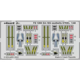   Eduard Accessories EA-18G seatbelts STEEL 1/48 - acél fotómaratott biztonsági övek