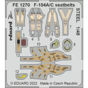   Eduard Accessories F-104A/C seatbelts STEEL 1/48 - acél fotómaratott biztonsági övek