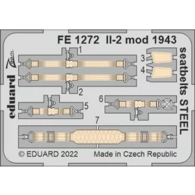   Eduard Accessories Il-2 mod. 1943 seatbelts STEEL 1/48 - acél fotómaratott biztonsági övek