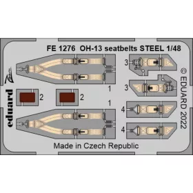   Eduard Accessories OH-13 seatbelts STEEL 1/48 - acél fotómaratott biztonsági övek