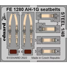   Eduard Accessories AH-1G seatbellts STEEL 1/48 - acél fotómaratott biztonsági övek