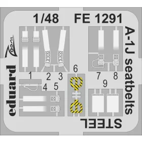   Eduard Accessories A-1J seatbelts STEEL - acél fotómaratott biztonsági övek