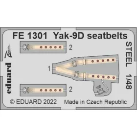   Eduard Accessories Yak-9D seatbelts STEEL - acél fotómaratott biztonsági övek