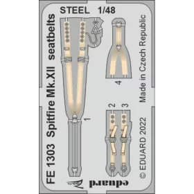   Eduard Accessories Spitfire Mk.XII seatbelts STEEL for AIRFIX - acél fotómaratott biztonsági övek