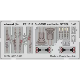   Eduard Accessories Su-30SM seatbelts STEEL for GREAT WALL HOBY - acél fotómaratott biztonsági övek