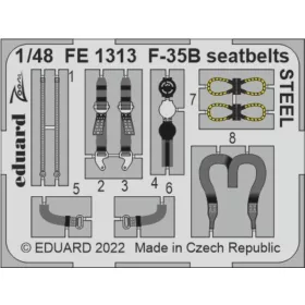  Eduard Accessories F-35B seatbelts STEEL for ITALERI - acél fotómaratott biztonsági övek