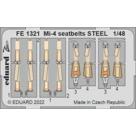   Eduard Accessories Mi-4 seatbelts STEEL for TRUMPETER - acél fotómaratott biztonsági övek