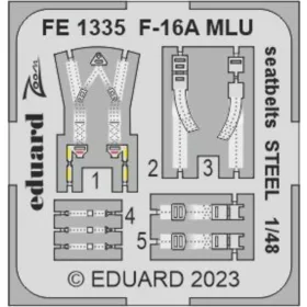   Eduard Accessories F-16A MLU seatbelts STEEL 1/48 KINETIC - acél fotómaratott biztonsági övek