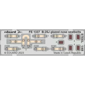   Eduard Accessories B-25J glazed nose seatbelts STEEL 1/48 HKM - acél fotómaratott biztonsági övek