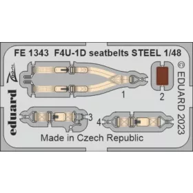   Eduard Accessories F4U-1D seatbelts STEEL 1/48 HOBBY BOSS - acél fotómaratott biztonsági övek