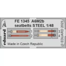   Eduard Accessories A6M2b seatbelts STEEL 1/48 ACADEMY - acél fotómaratott biztonsági övek