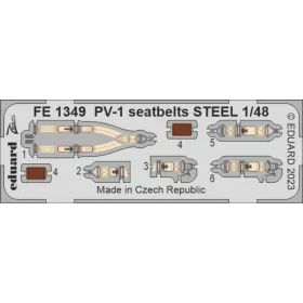   Eduard Accessories PV-1 seatbelts STEEL 48 ACADEMY - acél fotómaratott biztonsági övek