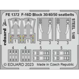   Eduard Accessories F-16D Block 30/40/50 seatbelts STEEL 1/48 KINETIC - acél fotómaratott biztonsági övek