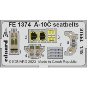   Eduard Accessories A-10C seatbelts STEEL 1/48 ACADEMY - acél fotómaratott biztonsági övek