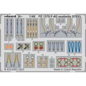   Eduard Accessories F-4G seatbelts STEEL 1/48 MENG - acél fotómaratott biztonsági övek