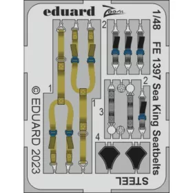   Eduard Accessories Sea King seatbelts STEEL 1/48 AIRFIX - acél fotómaratott biztonsági övek