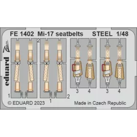   Eduard Accessories Mi-17 seatbelts STEEL 1/48 - acél fotómaratott biztonsági övek