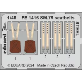   Eduard Accessories SM.79 seatbelts STEEL 1/48 EDUARD - acél fotómaratott biztonsági övek