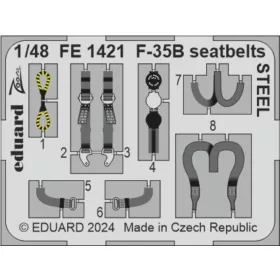   Eduard Accessories F-35B seatbelts STEEL 1/48 TAMIYA - acél fotómaratott biztonsági övek