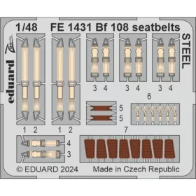   Eduard Accessories Bf 108 seatbelts STEEL 1/48 EDUARD - acél fotómaratott biztonsági övek