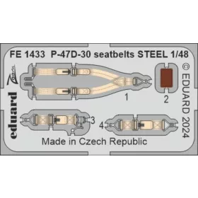   Eduard Accessories P-47D-30 seatbelts STEEL 1/48 MINIART - acél fotómaratott biztonsági övek
