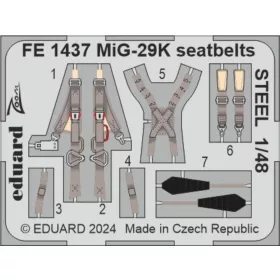   Eduard Accessories MiG-29K seatbelts STEEL 1/48 HOBBY BOSS - acél fotómaratott biztonsági övek