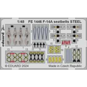   Eduard Accessories F-14A seatbelts STEEL  GREAT WALL HOBBY - acél fotómaratott biztonsági övek