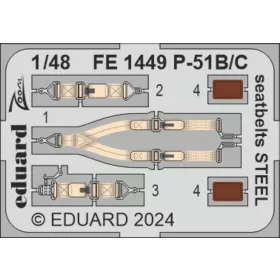   Eduard Accessories P-51B/C seatbelts STEEL  EDUARD - acél fotómaratott biztonsági övek