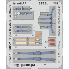   Eduard Accessories SMB-2 Super Mystere seatbelts Israeli AF STEEL - acél fotómaratott biztonsági övek