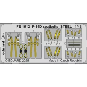   Eduard Accessories F-14D seatbelts STEEL  GREAT WALL HOBBY - acél fotómaratott biztonsági övek