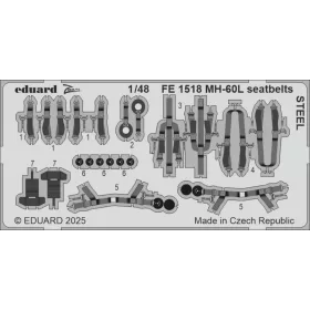   Eduard Accessories MH-60L seatbelts STEEL  ICM - acél fotómaratott biztonsági övek