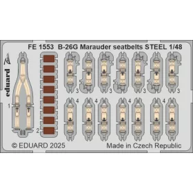   Eduard Accessories B-26F Marauder seatbelts STEEL   ICM - acél fotómaratott biztonsági övek