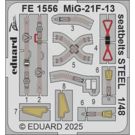   Eduard Accessories MiG-21F-13 seatbelts STEEL 1/48 for Eduard - acél fotómaratott biztonsági övek