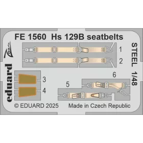   Eduard Accessories Hs 129B seatbelts STEEL for Takom - acél fotómaratott biztonsági övek