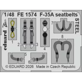   Eduard Accessories F-35A seatbelts STEEL for Italeri - acél fotómaratott biztonsági övek