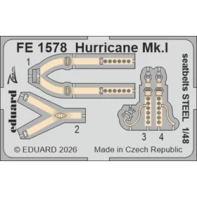   Eduard Accessories Hurricane Mk.I seatbelts STEEL for Arma Hobby - acél fotómaratott biztonsági övek