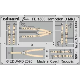   Eduard Accessories Hampden B Mk.I seatbelts STEEL for ICM - acél fotómaratott biztonsági övek