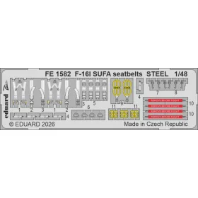   Eduard Accessories F-16I SUFA seatbelts STEEL for Great Wall Hobby - acél fotómaratott biztonsági övek
