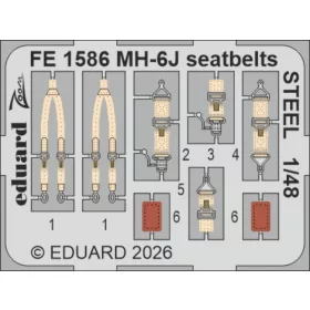   Eduard Accessories MH-6J seatbelts STEEL for ICM - acél fotómaratott biztonsági övek