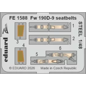   Eduard Accessories Fw 190D-9 seatbelts STEEL for Miniart - acél fotómaratott biztonsági övek