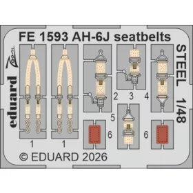   Eduard Accessories AH-6J seatbelts STEEL for ICM - acél fotómaratott biztonsági övek