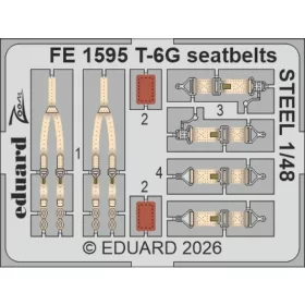   Eduard Accessories T-6G seatbelts STEEL for Italeri - acél fotómaratott biztonsági övek
